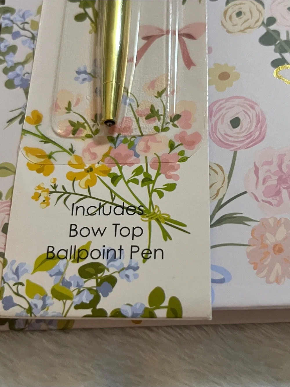 Floral Spiral Lined Journal with Gold Bow-Top Pen